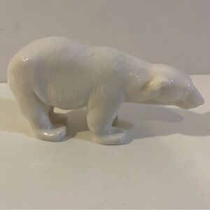 White Porcelain Polar Bear Mark On Foot “Facets” Height 3.5” Length 8”